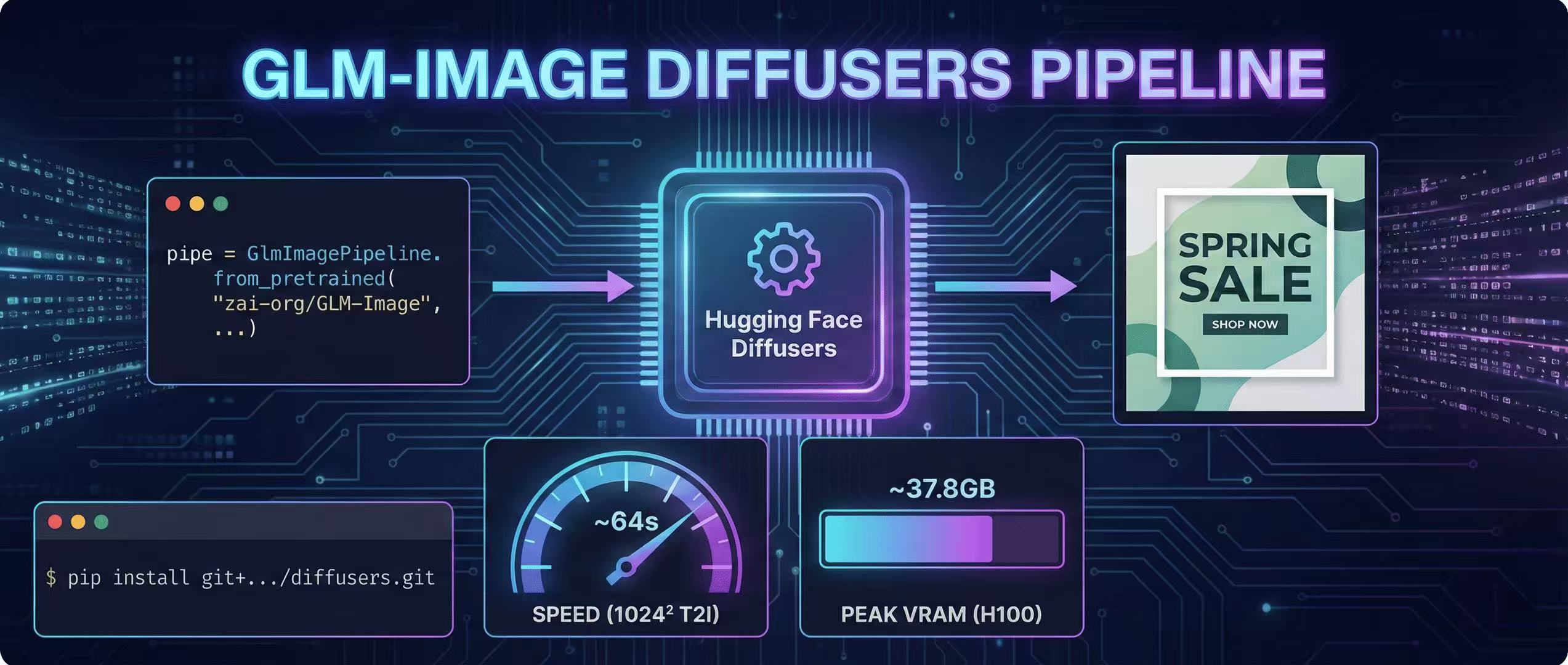 Diffusers Pipeline Walkthrough + Speed/VRAM Notes
